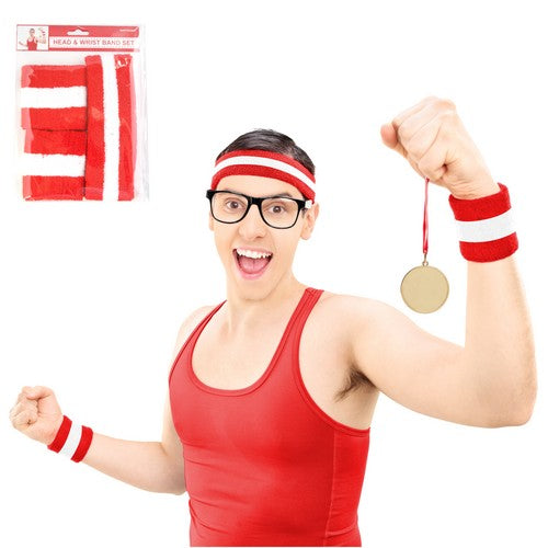 Headband & 2pk Wristband-Red