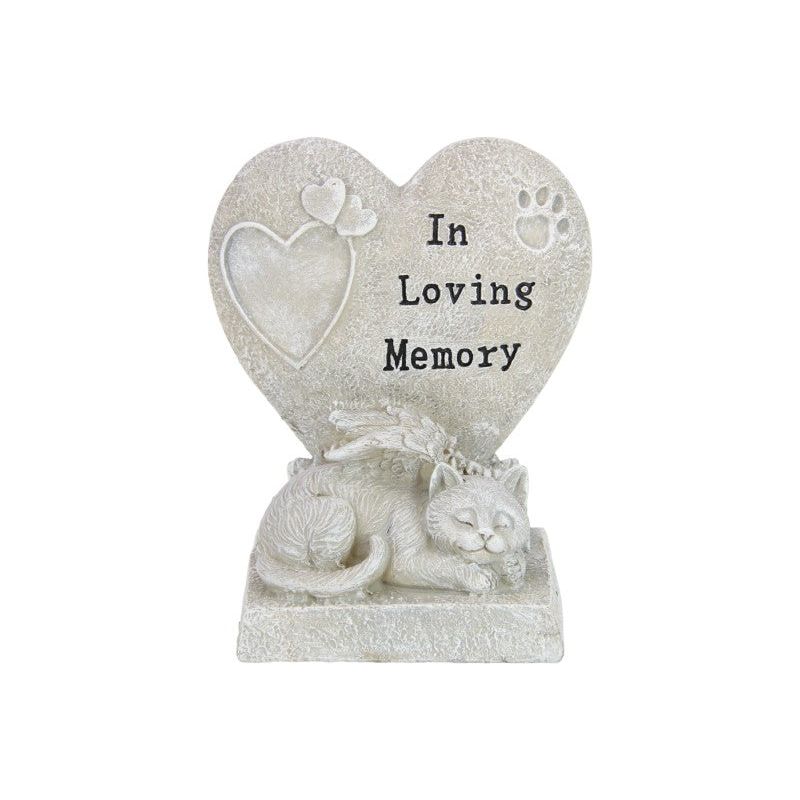 28cm Memorial Cat W/Love Heart - Dollars and Sense