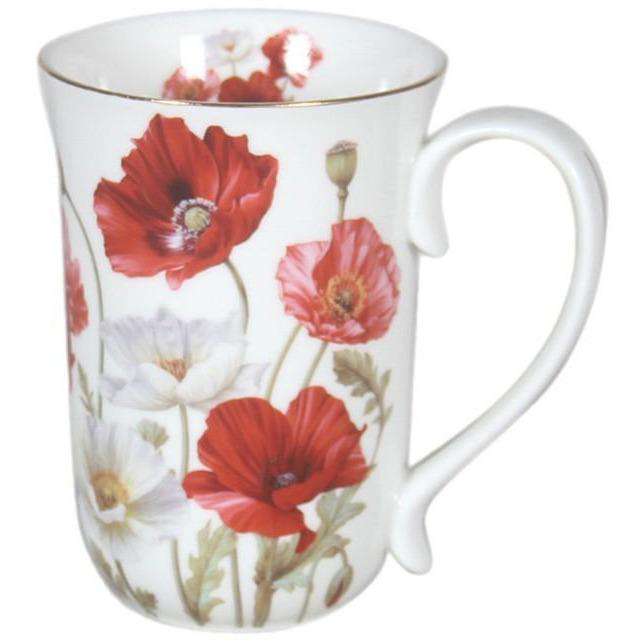 Mug Poppies on White 405ml - Dollars and Sense