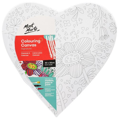 Mont Marte Colouring Canvas Heart 30x30cm - Dollars and Sense