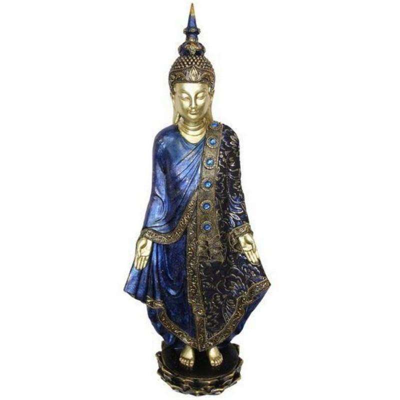 Standing Rulai Buddha Blue & Gold 64cm
