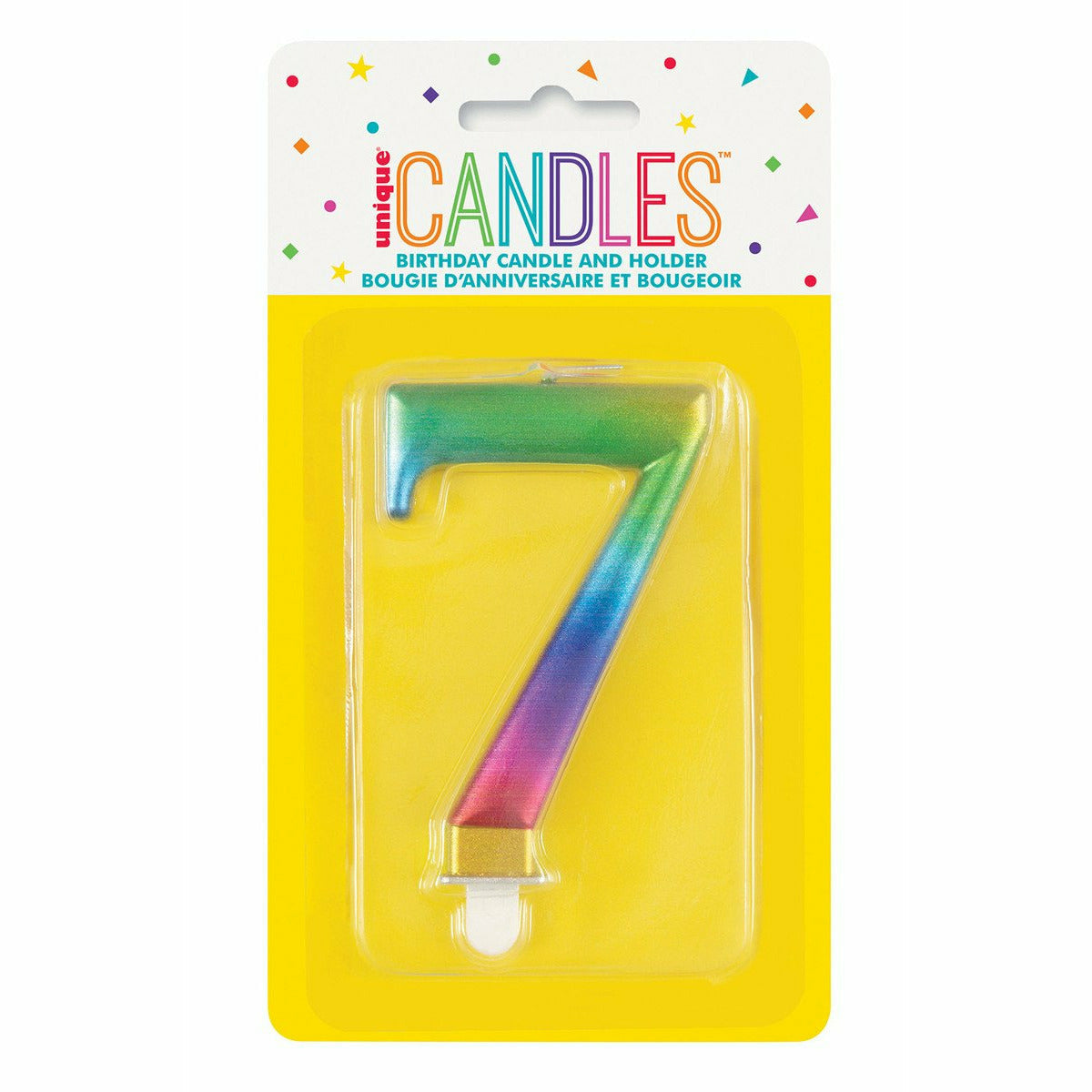 Metallic Rainbow Number 7 - Birthday Candle - Dollars and Sense