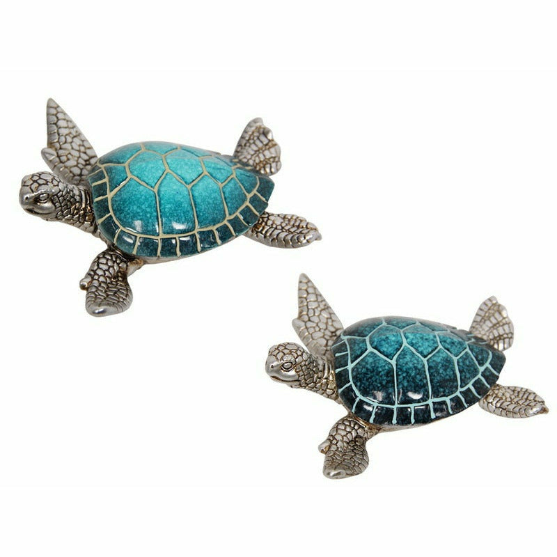Blue Turtle with Silver Body 12.5cm - Dollars and Sense