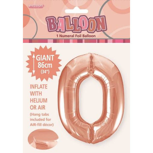 Number 0 Foil Balloon - Rose Gold