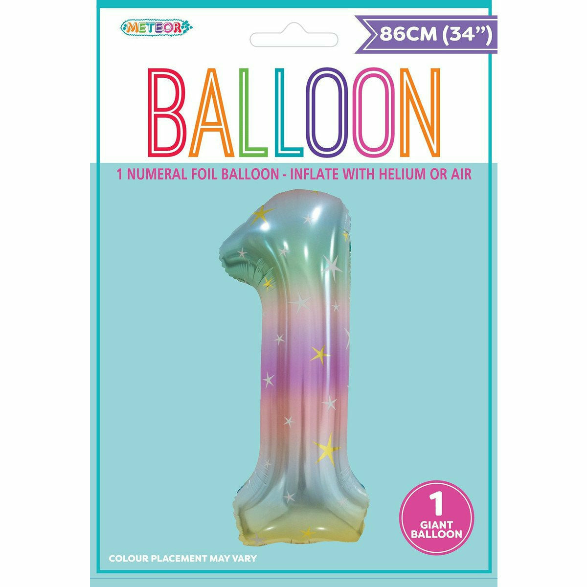 Foil Balloon Number 1  - Pastel Rainbow - Dollars and Sense