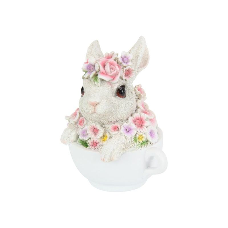 15cm Cute Floral Rabbit in Teacup - Dollars and Sense
