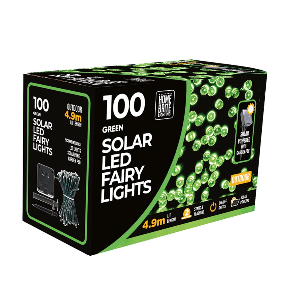 Solar String Lights 100 LED Green outdoor solar LED lights