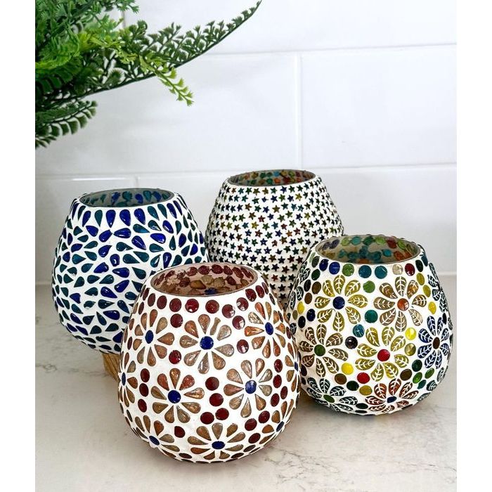 Glass Mosaic - Tealight or Candle Holder - Dollars and Sense
