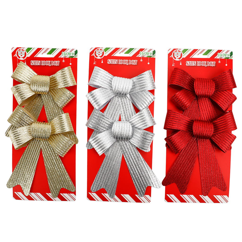 Christmas Satin Look Bow - Gold, Silver or Red - Dollars and Sense
