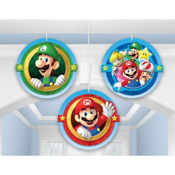 Super Mario Brothers Hanging Honeycomb Decorations - 17cm 3 Pack Default Title