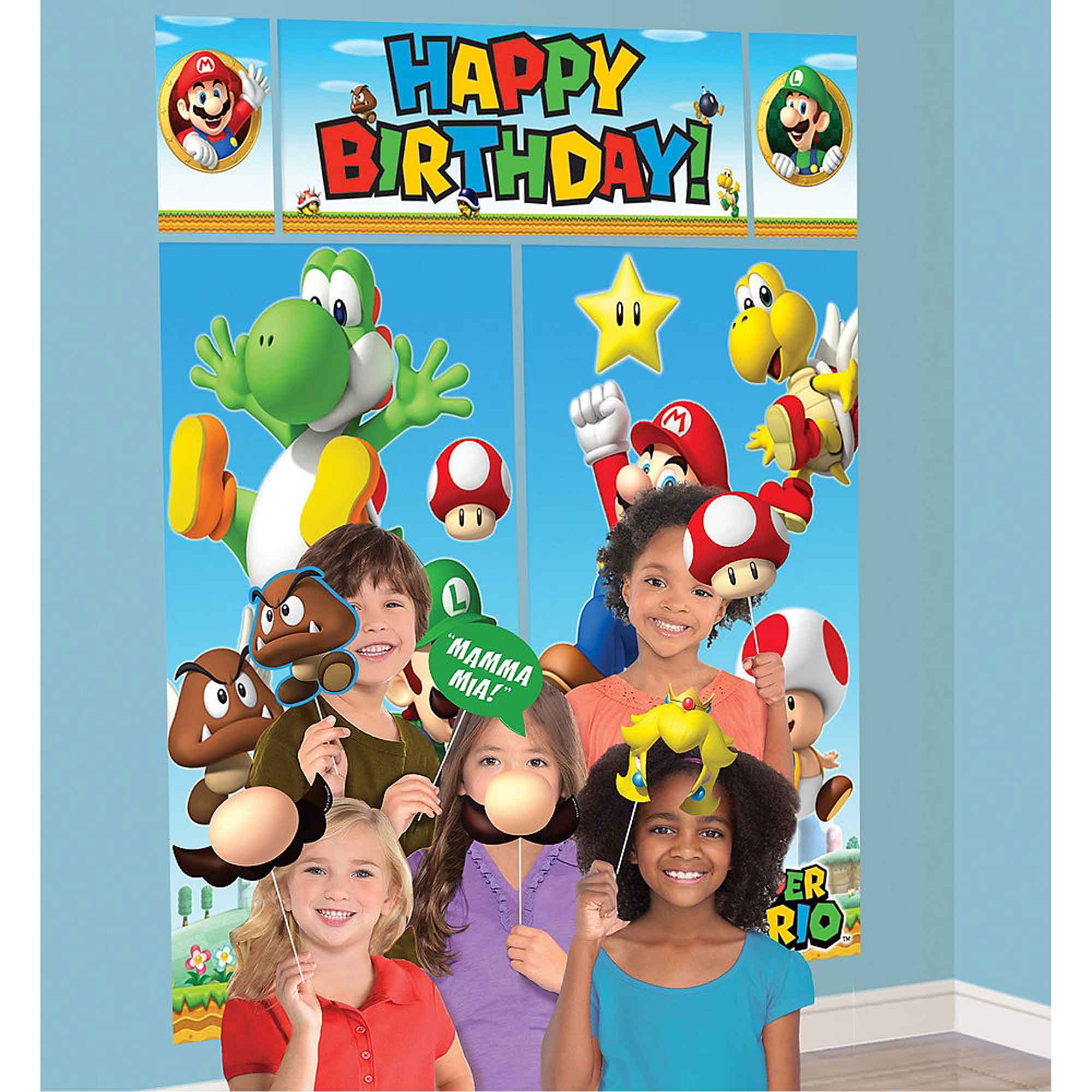 Super Mario Brothers Happy Birthday Scene Setter and Props - 17 Pack Default Title