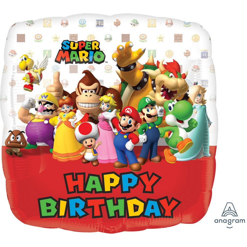 Super Mario Brothers Happy Birthday Foil Balloon Standard HX - 45cm Default Title