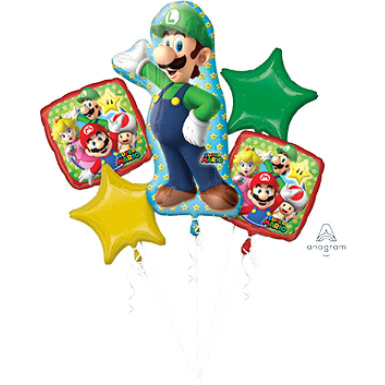 Super Mario Brothers Luigi Foil Balloon Bouquet - 5 Pack Default Title