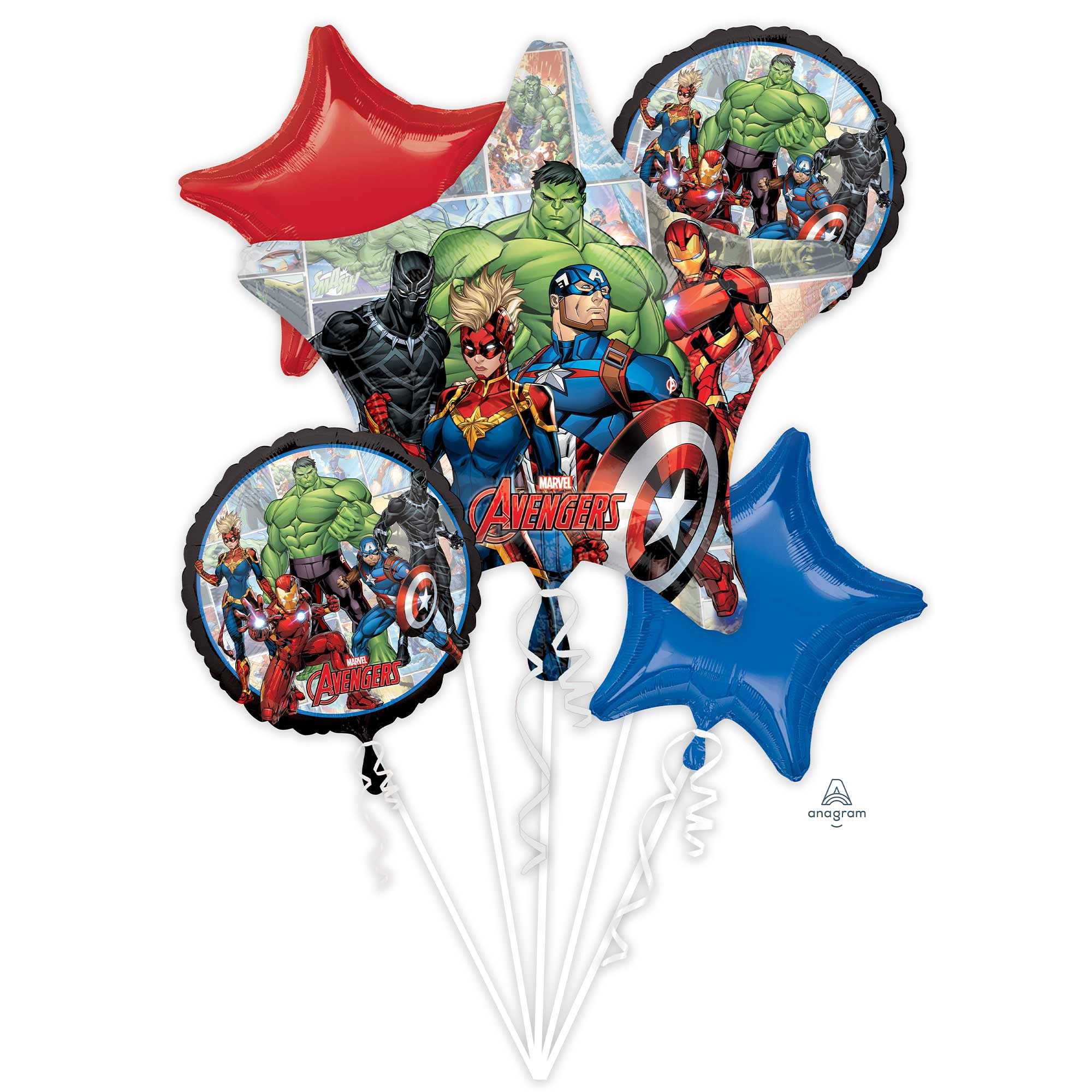 Marvel Avengers Powers Unite Bouquet Foil Balloons - 5 Pack Default Title