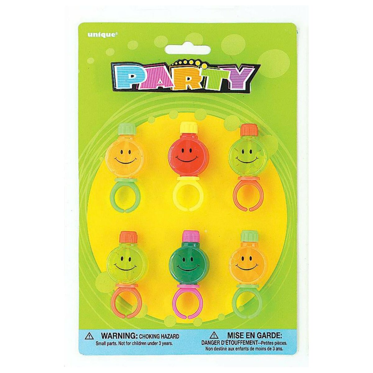 Bubble Smiley Rings - Party Favors 6Pk - Dollars and Sense