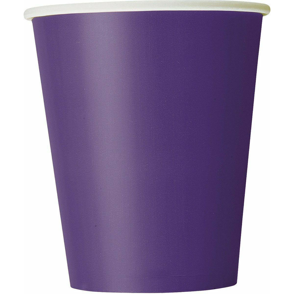 Deep Purple Paper Cups 270ml 8Pk - Dollars and Sense