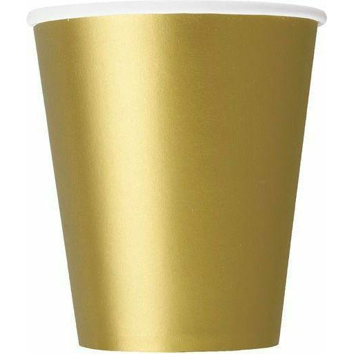 Gold Paper Cups 270ml 8Pk - Dollars and Sense