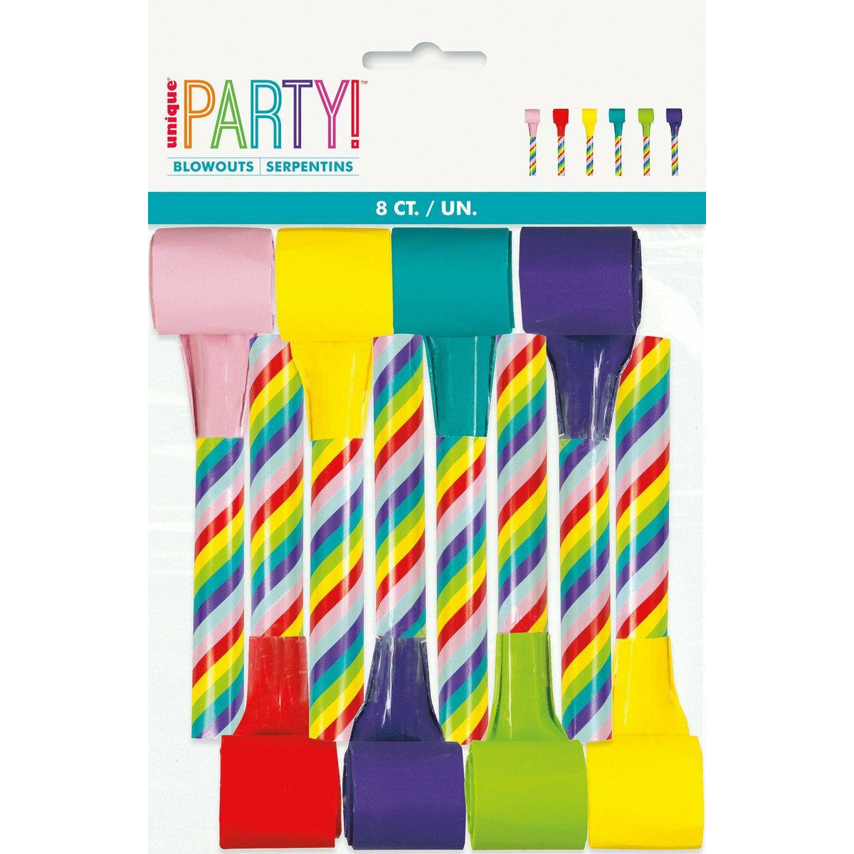 Candy Cane Striped Party Blowouts 8Pk - Dollars and Sense