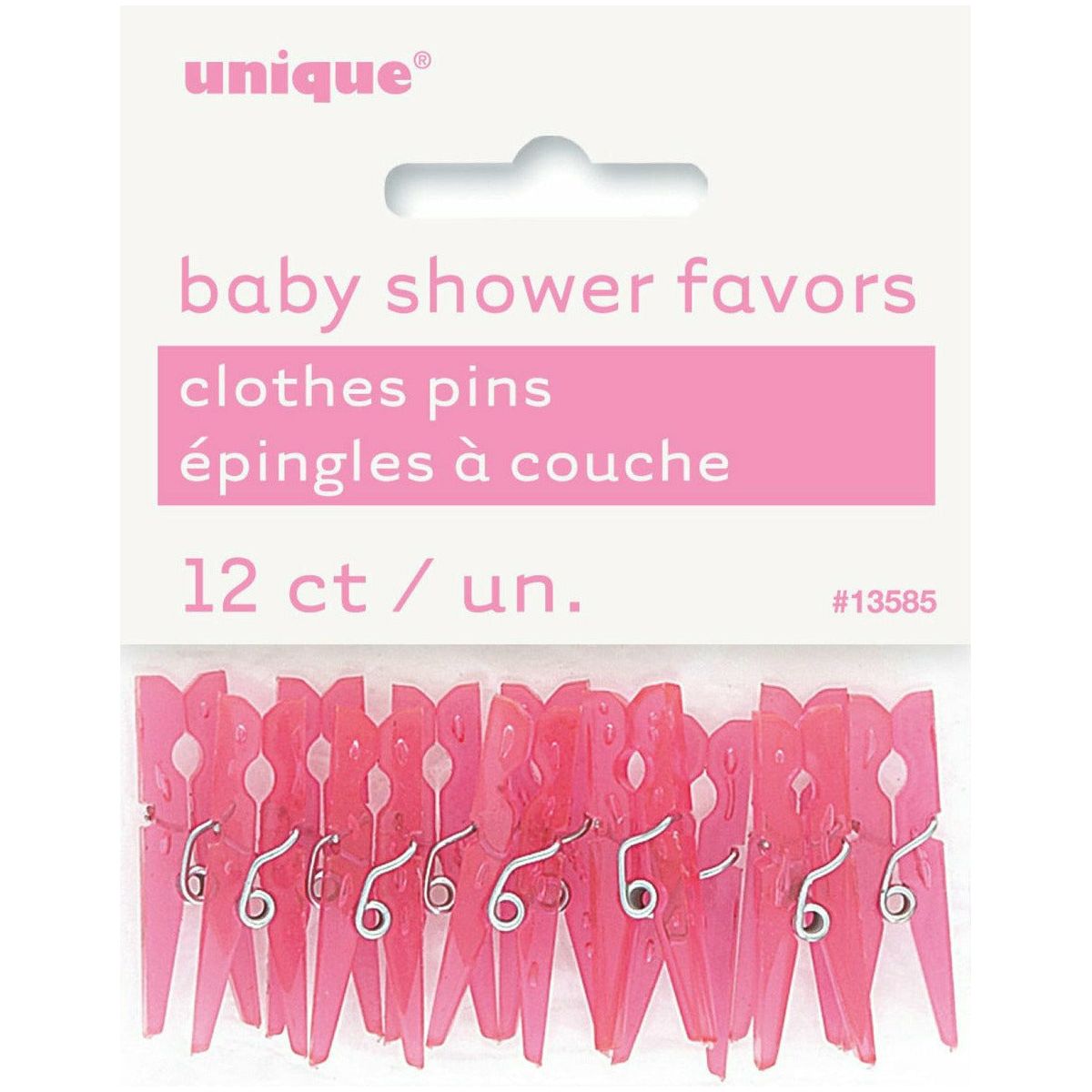 Baby Shower Baby Clothes Pins Pink 12Pk - Dollars and Sense