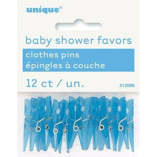 Baby Shower Clothes Pegs Powder Blue 12Pk - Dollars and Sense