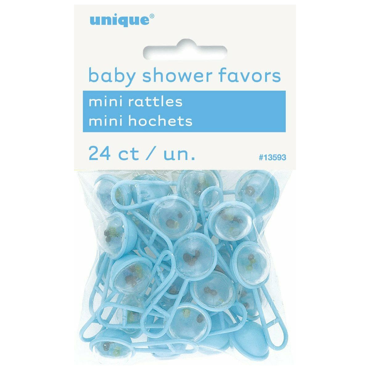 Mini Baby Rattles Blue 24Pk - Dollars and Sense