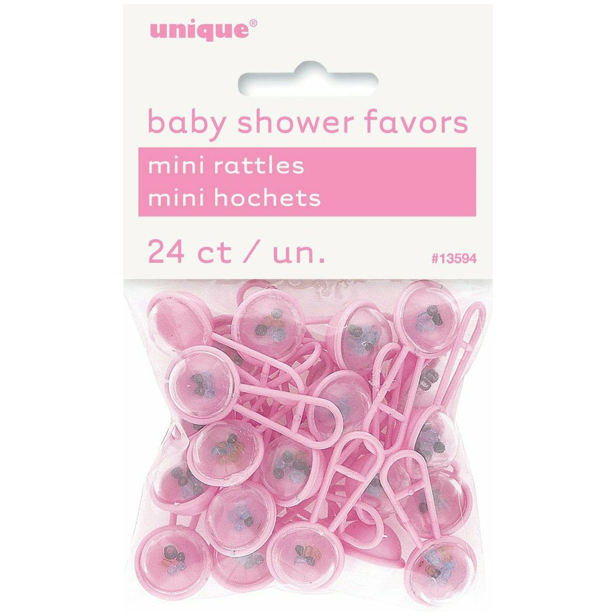 Mini Baby Rattles Pink 24Pk - Dollars and Sense