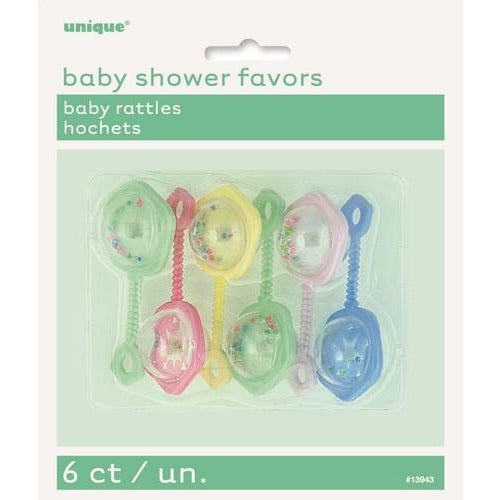 6 Baby Rattles Assorted Colours