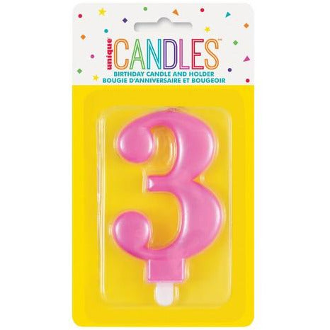 Numeral Candle 3 Metallic Pink Default Title