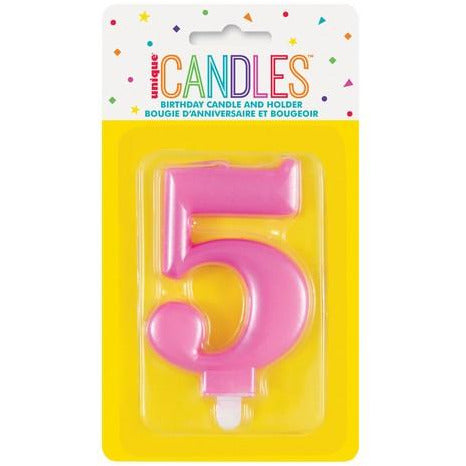 Numeral Candle 5 Metallic Pink Default Title