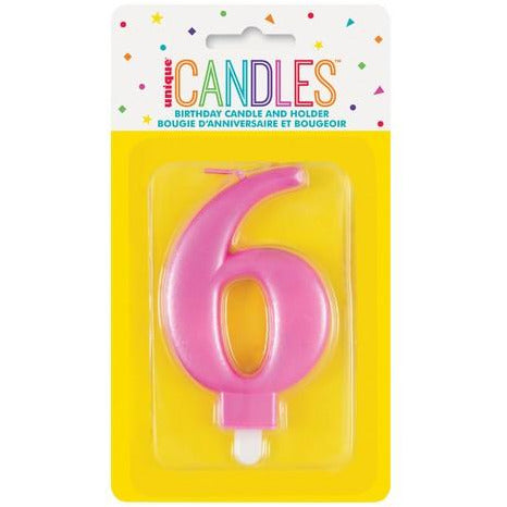 Numeral Candle 6 Metallic Pink Default Title