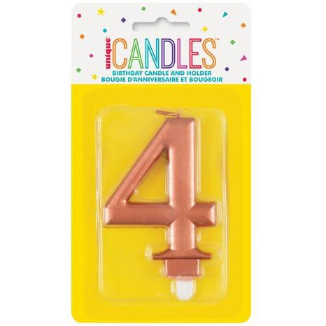 Numeral Candle 4 Metallic Rose Gold Default Title
