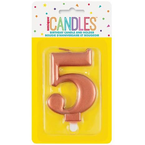 Numeral Candle 5 Metallic Rose Gold Default Title