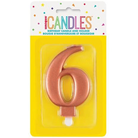 Numeral Candle 6 Metallic Rose Gold Default Title