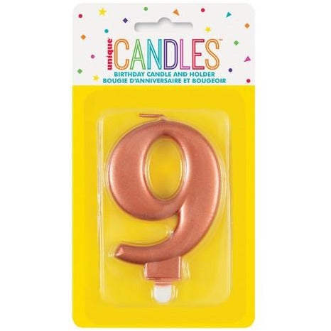 Numeral Candle 9 Metallic Rose Gold Default Title