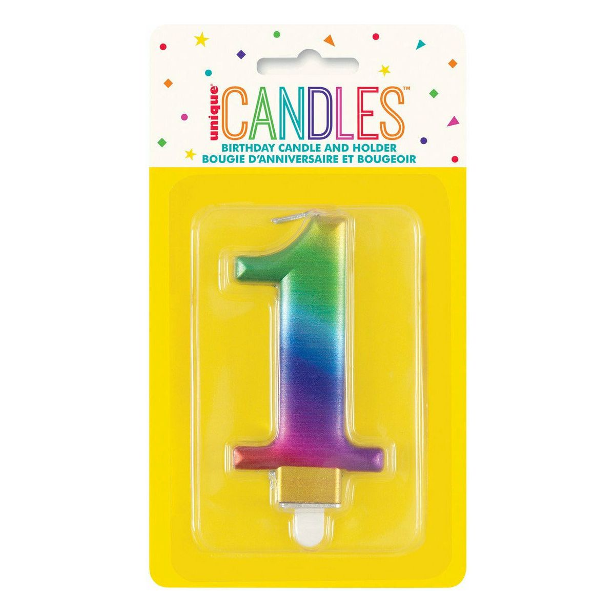 Number 1 Metallic Rainbow Birthday Candle - Dollars and Sense