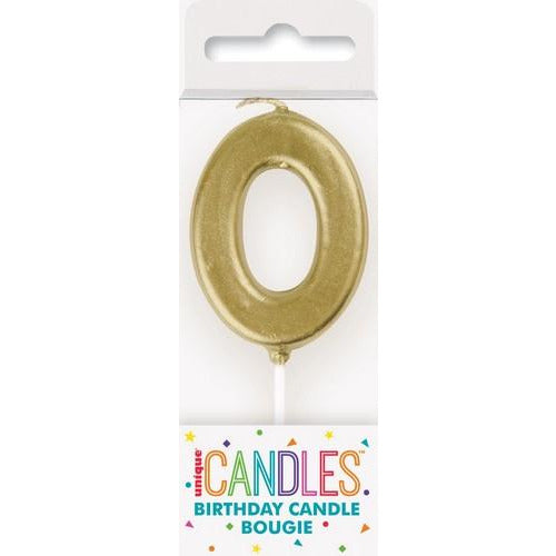 Number 0 Mini Gold Pick Birthday Candle - Dollars and Sense
