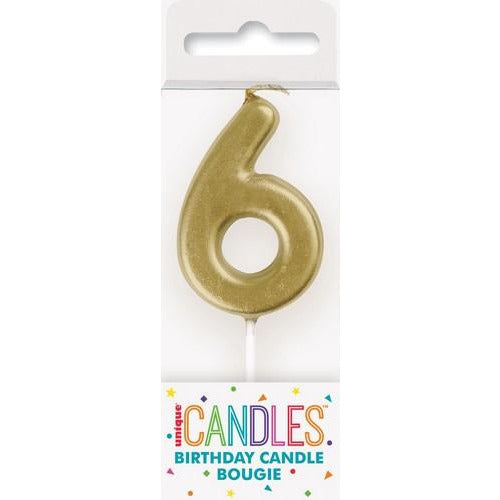 Number 6 Mini Gold Pick Birthday Candle - Dollars and Sense