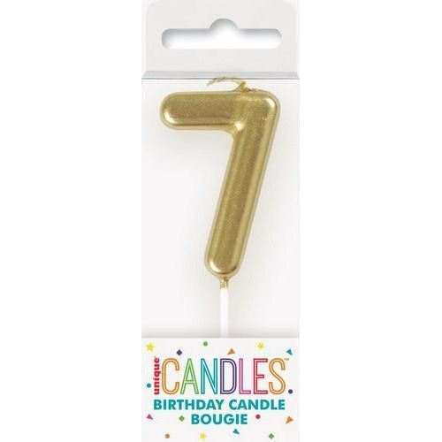 Number 7 Mini Gold Pick Birthday Candle - Dollars and Sense