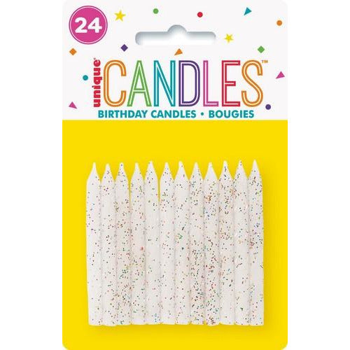 24 White With Glitter Spiral Candles Default Title