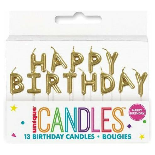 Gold Happy Birthday 13 Pick Candles - Dollars and Sense