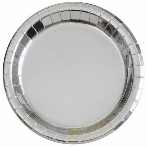 Silver Foil 8 x 18cm Round Paper Plates Default Title