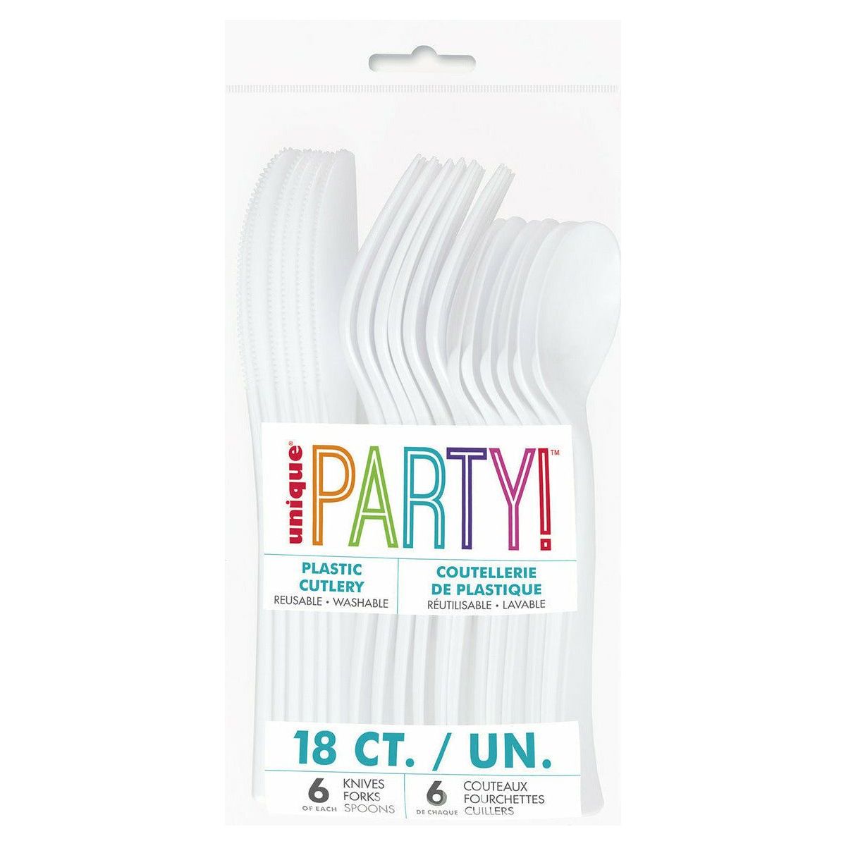 White Assorted Reusable Cutlery - 18 Pack 1 Piece - Dollars and Sense