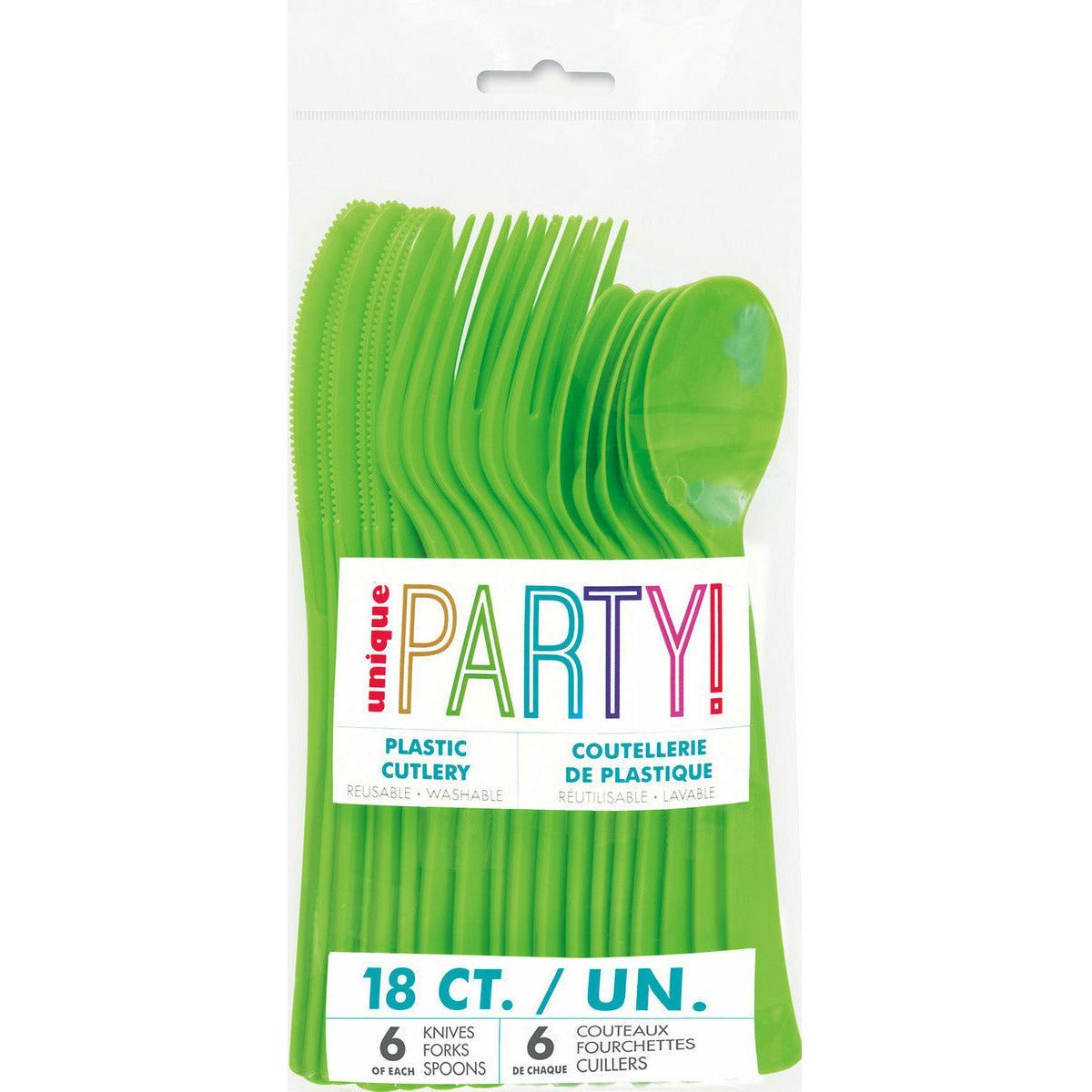 Lime Green Assorted Reusable Cutlery - 18 Pack 1 Piece - Dollars and Sense