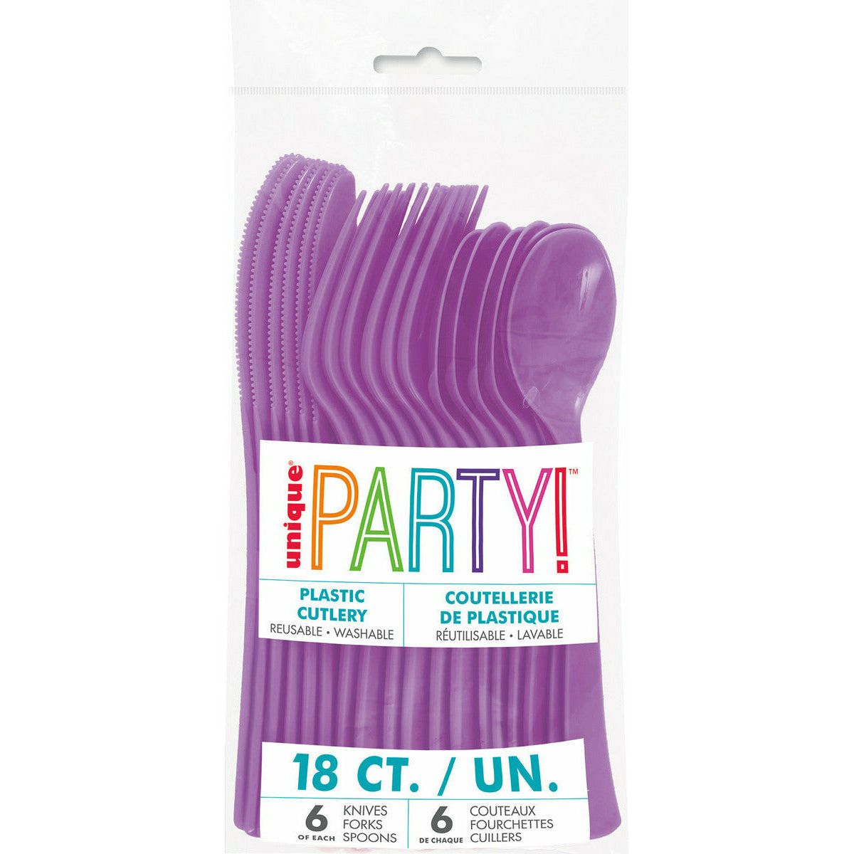 Pretty Purple Assorted Reusable Cutlery - 18 Pack 1 Piece - Dollars and Sense