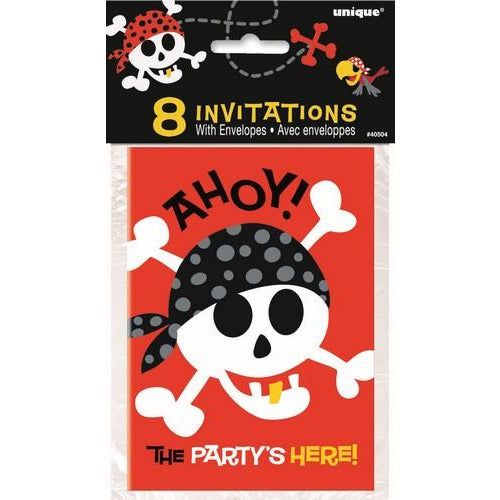 Pirate Fun 8 Invitations 9.7 x 3.6cm (5.3 x 3.8) Default Title