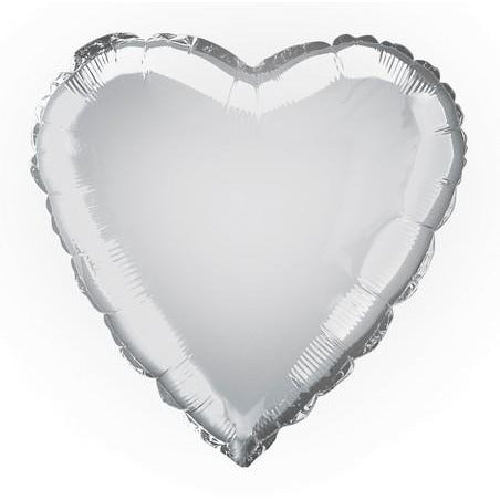 Silver Heart 45cm (18) Foil Balloon Packaged