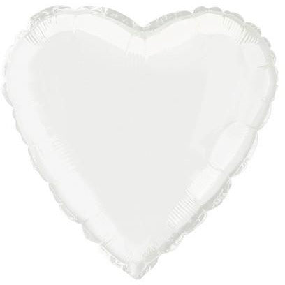 White Heart 45cm (18) Foil Balloon Packaged