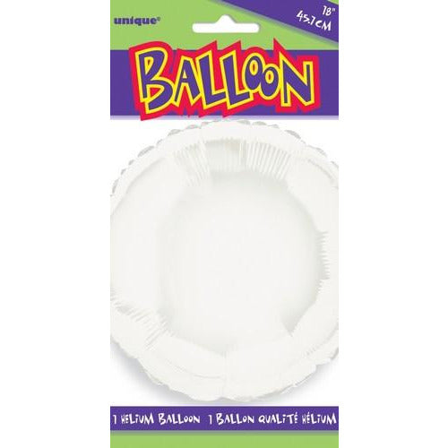 White Round 45cm (18) Foil Balloon Packaged