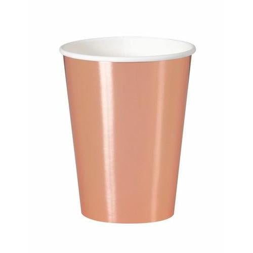 Rose Gold Paper Cups 270ml 8Pk - Dollars and Sense