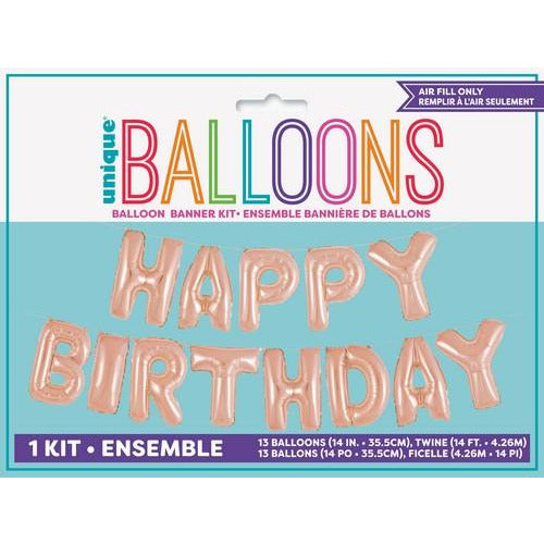 Happy Birthday Rose Gold 35.5cm (14) Foil Letter Balloon Kit